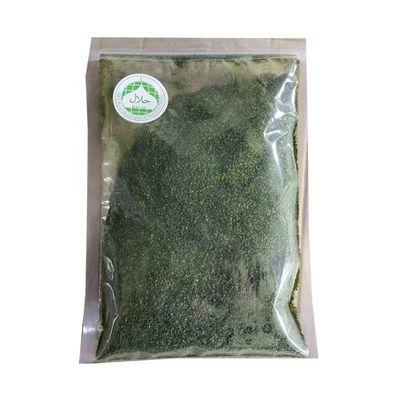 Comidas ricas en fibra algas marinas secas lavanda verde Aonori Ulva Lactuca en polvo horneado o sopa