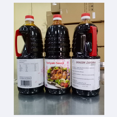 Salsa Teriyaki sin aditivos 1.8L Condimento chino marrón para barbacoa y condimentos de sushi