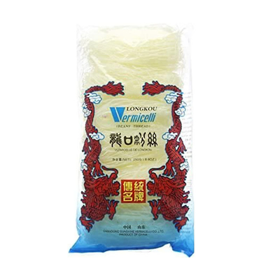 Productos orgánicos de cereales gruesos Cristal claro y brillante Arroz Longkou Vermicelli 250 g