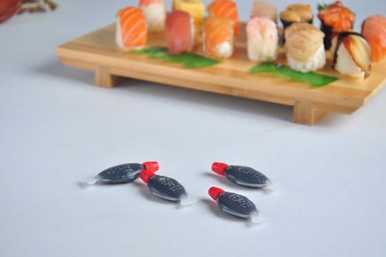 Sushi Halal Mini en forma de pescado y salsa de soja con 100% de pureza
